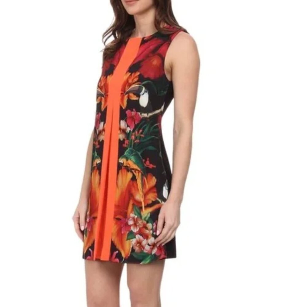 Ted Baker London Orange Toucan Tropical Print‎ Dress Small Medium